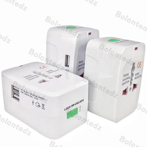 All in One Universal International Plug Adapter 2 USB Port World Travel AC Power Charger Adapter AU US UK EU Converter