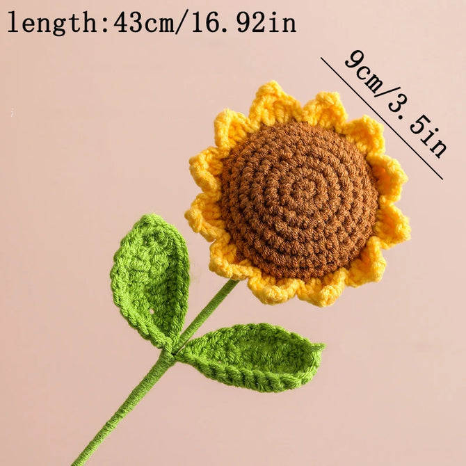 Hand-Knitted Artificial Flower Sunflower Crochet Hook Fake Flowers Mother's Day Teacher's Day Gift Photography Props