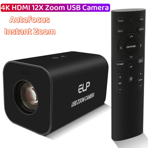 ELP 4K HDMI 12X Zoom USB Camera Instant Zoom H.265 H.264 1080P 60fps With 2.4G Remote Control Webcam UVC for Video Live Stream