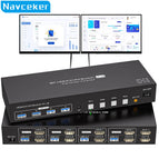 Taohome 8K HDMI KVM Switch 2 Monitors 4 Computers 4K 144Hz Dual Display 4x2 USB 3.0 KVM Switch for 4 PC Share Keyboard Mouse