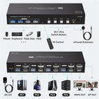 Taohome 8K HDMI DP KVM Switch 2 Monitors 4 Computers 4K 144Hz Dual Displayport USB 3.0 Switcher for 4 PC Share Keyboard Mouse