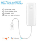 Tuya WiFi Smart Water Leak Sensor Water Overflow Level Detector Security Sound Alarm System Flood Leakage Sensor Remote Monitor
