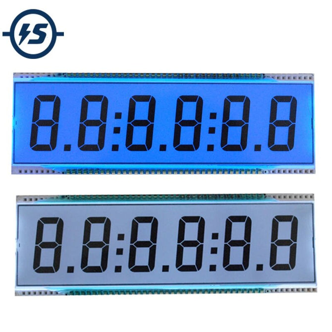 Semi-Transparent ED139 6 Digit 7 Segment LCD Display Screen Static Driving TN Positive Display 5V 137.16 x 46.38 x 2.8mm