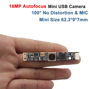 SVPRO 16MP Autofocus USB Camera with Microphone UVC Lightburn Mini Camera Module USB Security Webcam with No Distortion Lens