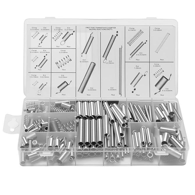 210PCS Metal Tension and Compression Springs Kit with Assorted Sizes in Storage Box for Various Equipment Maintenance Tasks