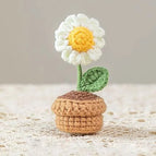 Handcrafted Mini Crochet Flower Bouquet Bonsai Knitted Daisy Tulip Rose Sunflower Artificial Plants Flowers Decor For Home Car