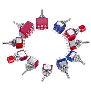 1/2/5PCS SPDT DPDT Reset Latching Toggle Switch 125V6A MTS-302 Mini Miniature Toggle Switch MTS-403 ON-ON Mini Toggle Switches