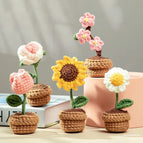 Crochet Flowers Sunflower Artificial Crochet Potted Desk Accessorie Office Accessorie Wedding Decor Teacher's Day Gift Girasol
