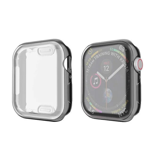 Soft Silicone Electroplate Cover For Apple Watch 7 41/45mm Protective Case For iWatch Series 6 SE 5 4 3 2 1 38mm 40mm 42mm 44mm