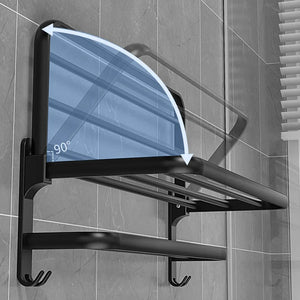 Space Aluminum Towel Holder Punch-Free Bathroom Accessories Folding Hook Storage Shower Rack MatteOrganizer Hanger Wall-Mounted