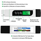 TDS Meter Water Quality Tester TDS EC&amp;Temperature Meter 3 in 1 0-9999 ppm Meter for Drinking Water Test, Coffee, Swimming Pool