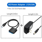 USB 3.0 To Sata Adapter Converter Cable For 2.5/3.5 inch External HDD SSD Hard Drive Up To 5Gbps High Speed SATA Adapter Cables