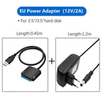 USB 3.0 To Sata Adapter Converter Cable For 2.5/3.5 inch External HDD SSD Hard Drive Up To 5Gbps High Speed SATA Adapter Cables