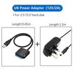 USB 3.0 To Sata Adapter Converter Cable For 2.5/3.5 inch External HDD SSD Hard Drive Up To 5Gbps High Speed SATA Adapter Cables