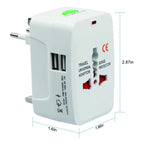 Universal USB Travel Plug Adapter US AU UK EU Multi-function All in One AC Power Socket Converter Plug Adaptor White 6A 250V