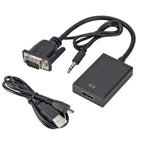 VGA Male to HDMI-compatible  Converter Adapter Cable With Audio Output 1080P USB Power Adapter for PC laptop to HDTV Projector