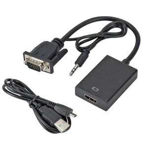 VGA Male to HDMI-compatible  Converter Adapter Cable With Audio Output 1080P USB Power Adapter for PC laptop to HDTV Projector