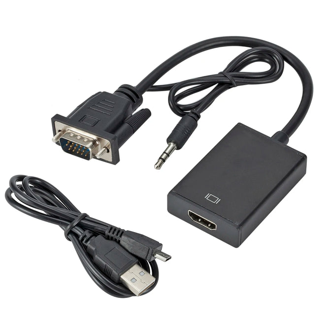 VGA Male to HDMI-compatible  Converter Adapter Cable With Audio Output 1080P USB Power Adapter for PC laptop to HDTV Projector