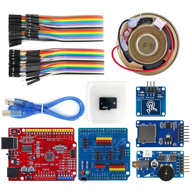 Wav Player Kit with OPEN-SMART Board Micro SD Card Touch Sensor Module and Speaker Voice Broadcast Compatible for Arduino
