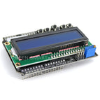 White Backlight Blue LCD 1602 Keypad Shield 1602 Display LCD Expansion Board OnBoard Key Button Module Compatible for Arduino