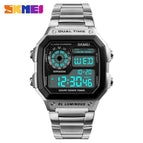 SKMEI Top Luxury Fashion Sport Watch Men 5Bar Waterproof Watches Stainless Steel Strap Digital Watch 1335