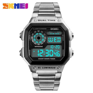 SKMEI Top Luxury Fashion Sport Watch Men 5Bar Waterproof Watches Stainless Steel Strap Digital Watch 1335