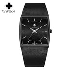 WWOOR Popular Square Men's Mesh Strap Watch Luminous Calendar Waterproof Watch 8831