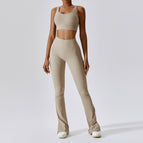 New Leisure Sports Yoga women Suit Thread Wide Leg Micro Horn Pilates Back Fitness running yoga Suit Set TZ8056-6 TZ8056-7
