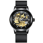 Fngeen Mechanical Watch Men's Black King Kong Men's Watch Waterproof Korean Business Gift Tourbillon Hollow Watch 6018