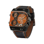 Oulm European and American large dial men's quartz watch multi-time zone watch fashion personality quartz men's watch HP9315B belt watch