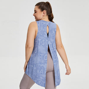 Plus Size Yoga Vest Women Hollow Breathable Quick-Drying Sports Sleeveless T-shirt Loose Fitness Running Top YY198