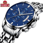 OLMECA Men Watch Chronograph Sport Mens Watches Top Brand Luxury Waterproof Full Steel Quartz Gold Clock Men Relogio Masculino