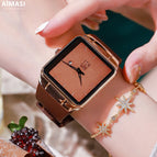 Aimas Niche Watch Female Tik Tok Luxury Big Dial Square Fashion Ins Wind Simple Temperament Couple Pair Watch Fashion Watch