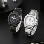 BESTWIN men's watch Square Butterfly Clasp Fashion Steel Calendar Men's casual Quartz Watch 985