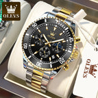 OLEVS Men's watch Multi-functional timing three eye quartz watch luminous waterproof men's causal watch 2870