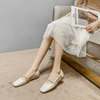 2022 new summer fresh low-heeled toe sandals women's hollow flat-bottomed square-toe single shoes women 168-12