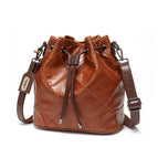 2021 new retro fashion one-shoulder messenger large-capacity cable mouth embroidered lattice bucket female bag 255