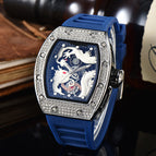 New Barrel-Shaped men watch Hollow Dragon-Shaped Richard Waterproof Super Luminous Quartz Watch 9928