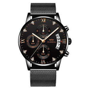 OLMECA Mens Watches Top Brand Luxury Chronograph Watches Full Steel Casual Quartz Watch Fashion Waterproof Business Wristwatch