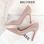 1938-1 Ladies shoes super high-heeled shallow pointy high-heeled shoes women's shoes office lady single shoes