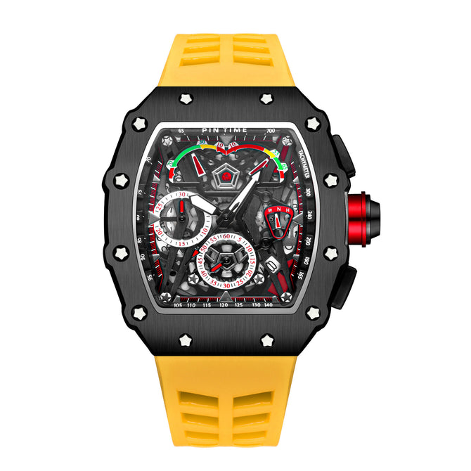 PINTIME 8010 men's quartz watches fashion sports hollow barrel watch  luminous function men's watch