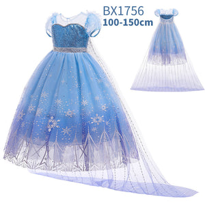 3-8 years Dresses Princess Girl Anna Elsa Dress Fancy Birthday Cosplay Costume Girls Birthday Party Cloth
