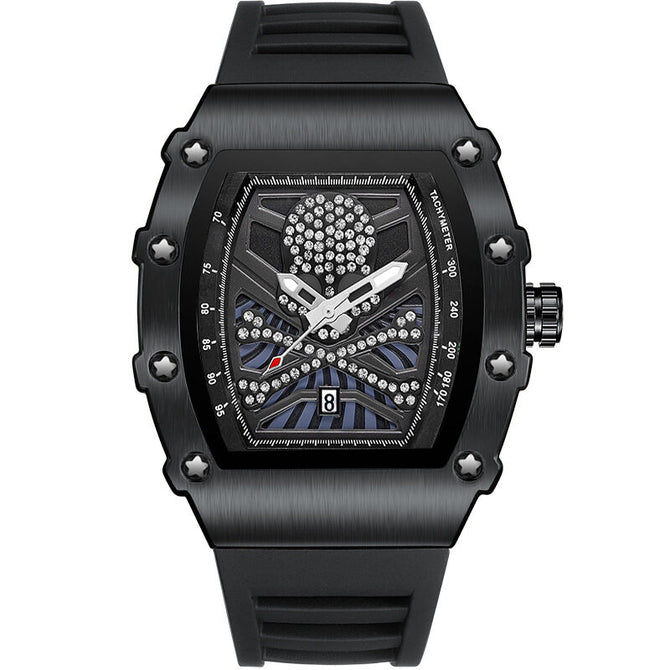Kimsdun men's watch New Bucket Shaped Skull Face Frosted Shell Silicone Strap Fashion Quartz Watch K-2019B