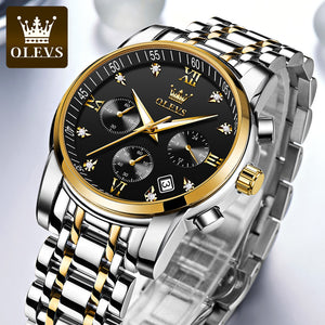 OLEVS watch for men multi-functional fashion three eyes waterproof business cusal quartz men watch 2858