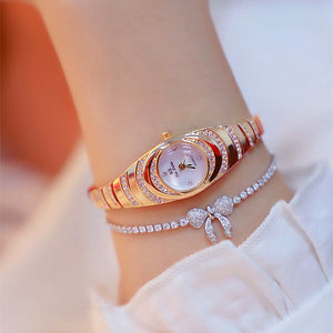 BSLuxury Watches For Women Fashion Gold Luxury Diamond Quartz Clock Small Dial Wrist Watch