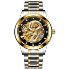 Mohdne Watch Leather Multifunctional Waterproof Gold Watch Dragon Watch Automatic Mechanical Hollow Men's Watch H666