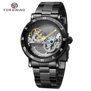 New men watch Forsining Fashion Double-Sided Hollow Carved Movement Automatic Mechanical Watch SLZe13