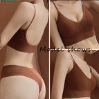 Underwear women's thin no steel ring sexy gathered bra triangle cup beauty vest comfortable panties bra set 1608