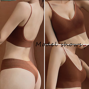 Underwear women's thin no steel ring sexy gathered bra triangle cup beauty vest comfortable panties bra set 1608