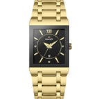 SWISH 0034 New rectangular men's fine steel band Japanese movement simple calendar quartz watch waterproof watch